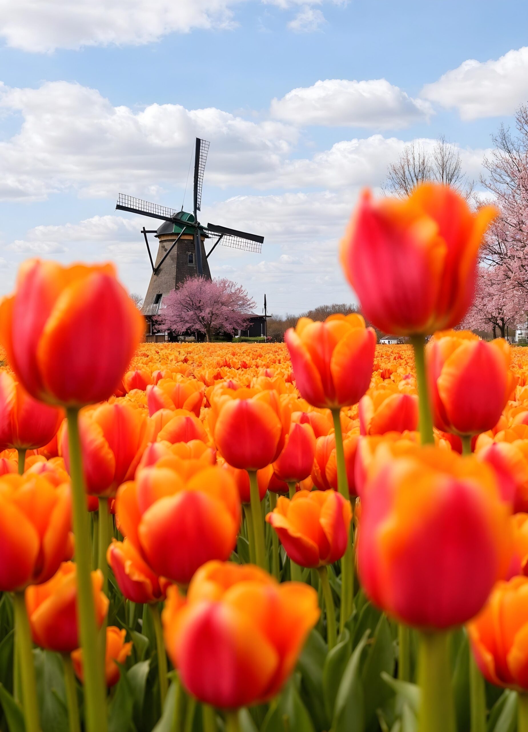 afbeelding met tulpen en een molen voor agrarisch taxatie pluimveebedrijf
